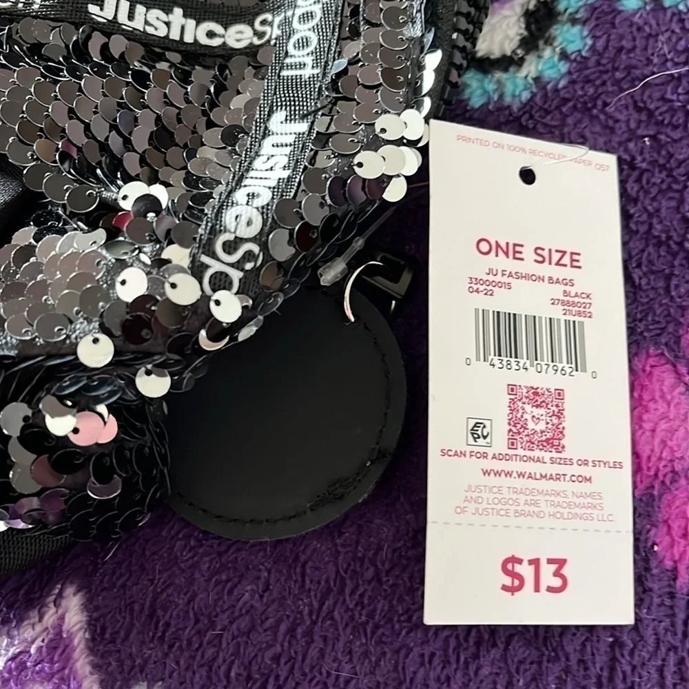 Justice Sport Girl’s Black Waist Pack One Size NWT